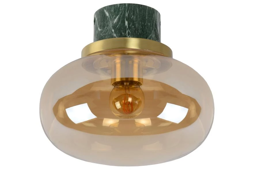 Lucide LORENA - Flush ceiling light Bathroom - Ø 23 cm - 1xE27 - IP44 - Amber - turned off